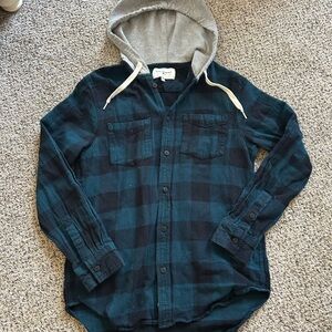 Modern Amusement Teal and Black Checkered Hoodie